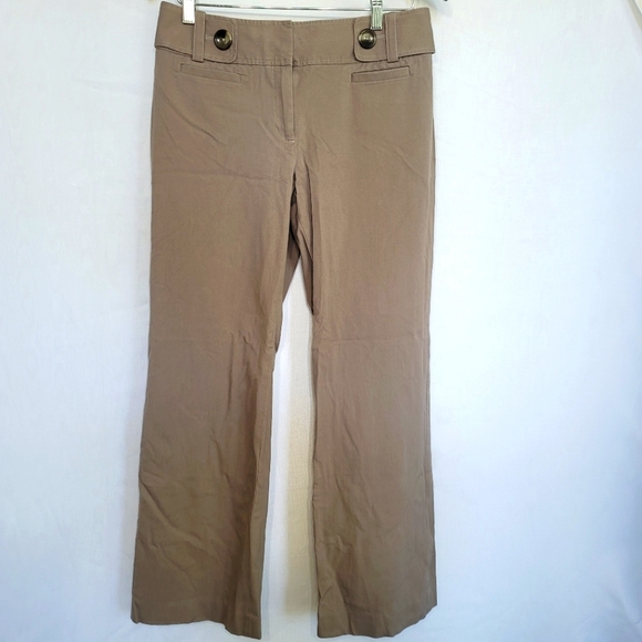 Ann Taylor Signature Fit Size 6 Work Pants Brown W/ Wide Band & Big Buttons - Picture 1 of 3